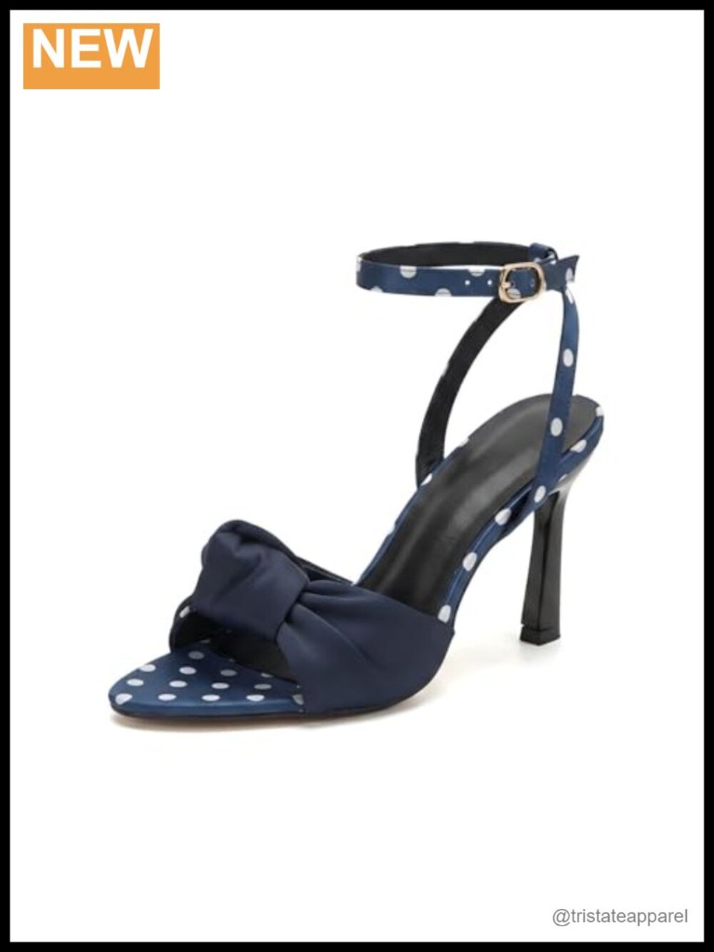 Polka Dot Bow Satin Stiletto Heeled Sandals Pointed Toe Dress Shoes